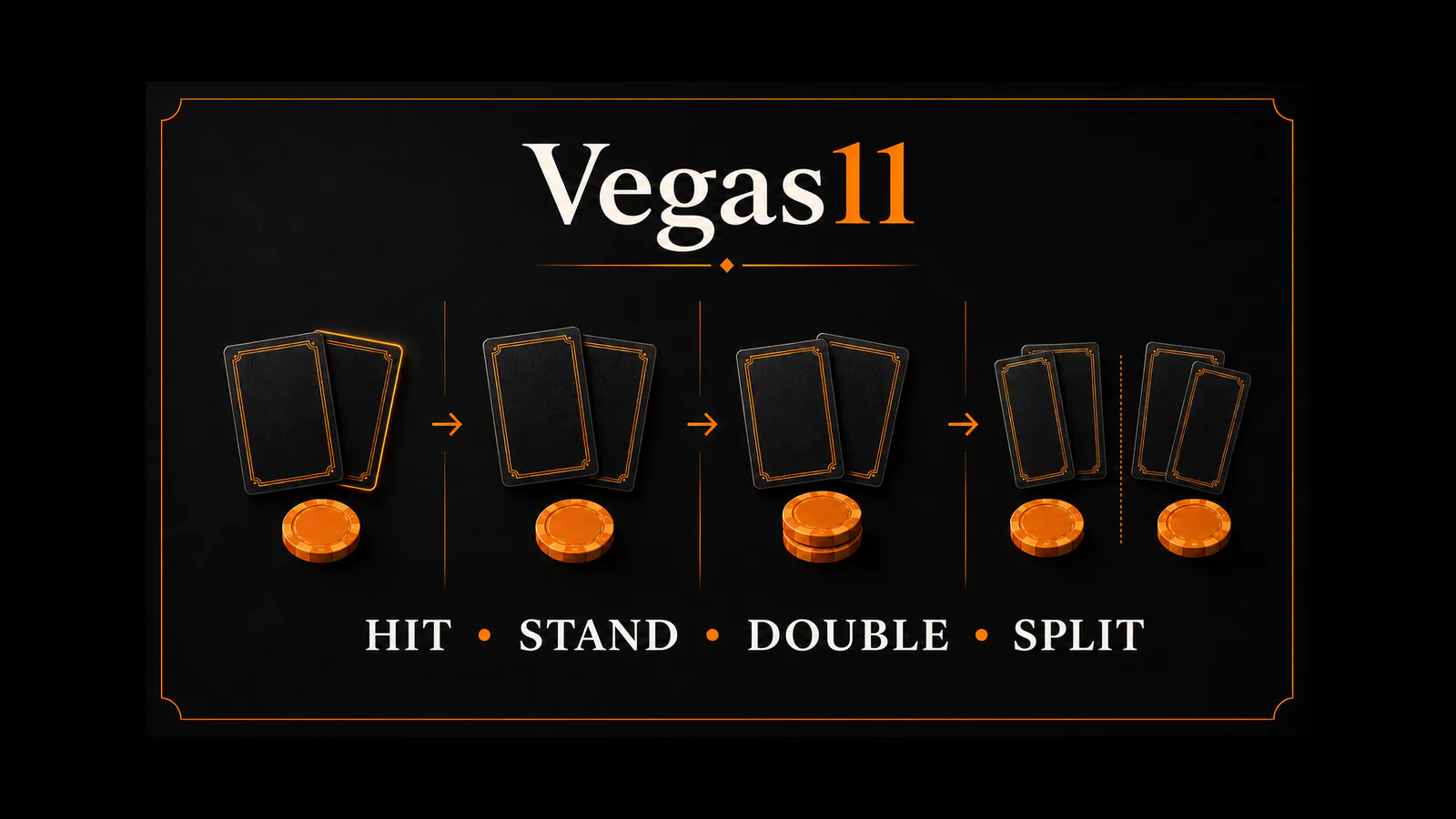 Blackjack actions: hit, stand, double and split