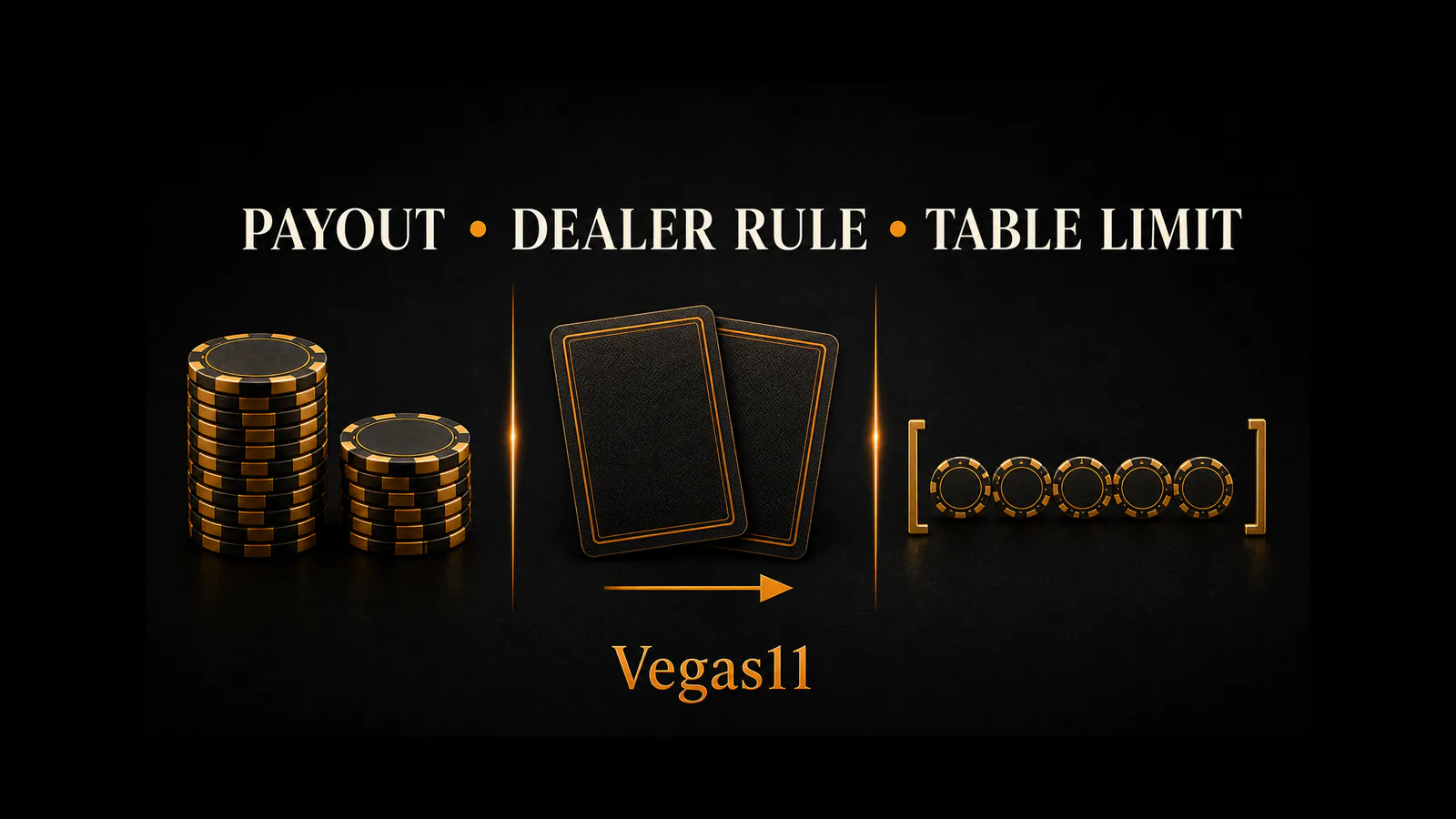 Blackjack table checks for payout, dealer rule and limits