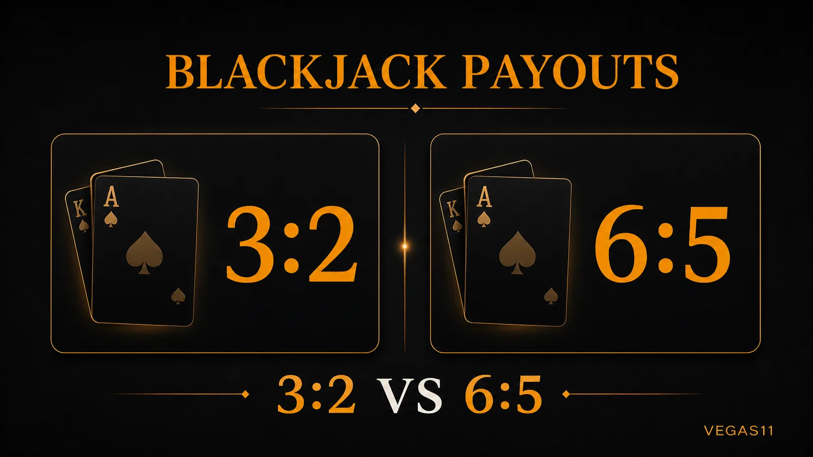 Educational blackjack payout comparison for 3:2 and 6:5