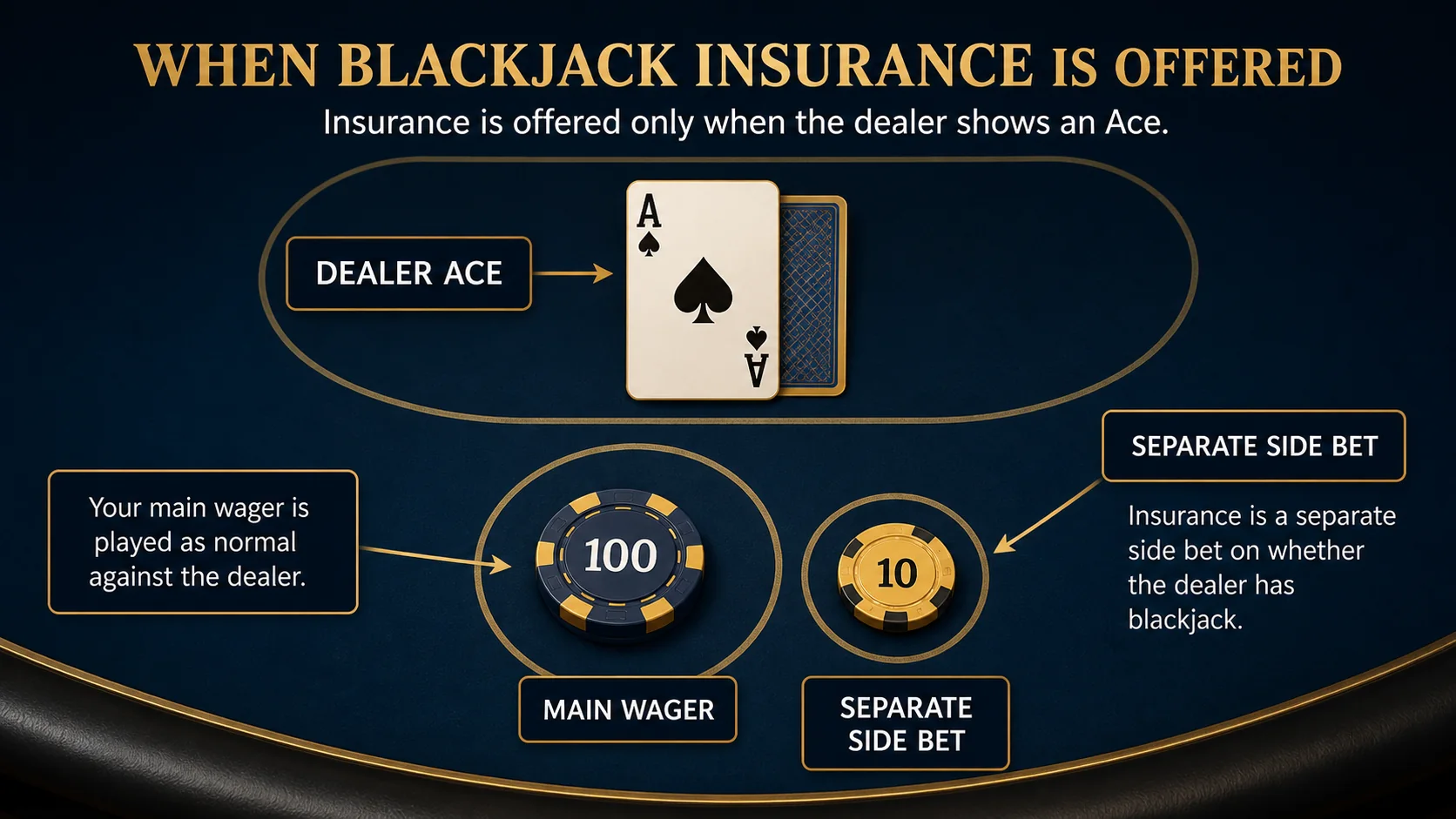 Blackjack Insurance: How the Side Bet Works educational diagram