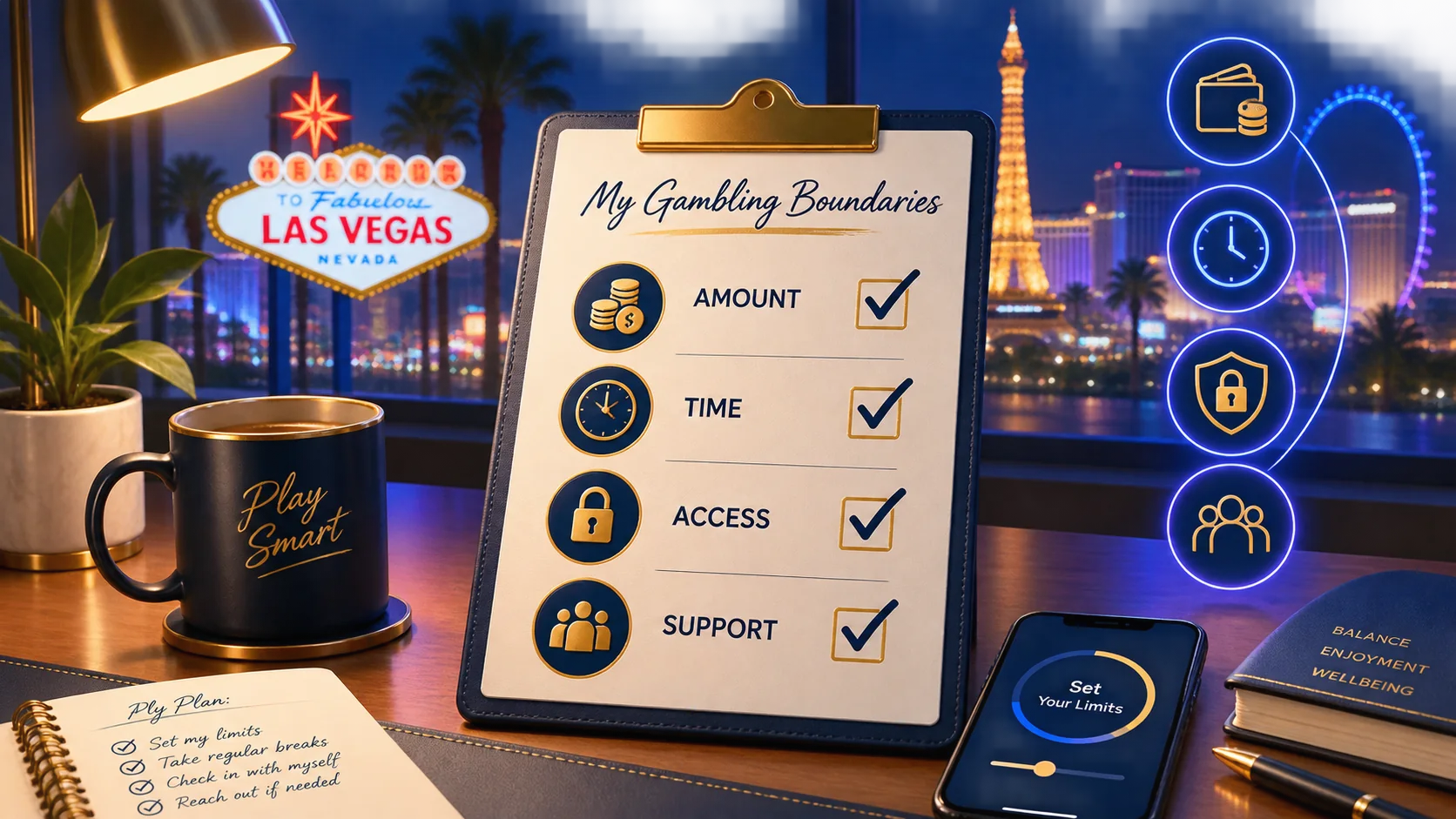 Responsible Gambling Tools: Deposit Limits, Time-Outs and Self-Exclusion checklist graphic