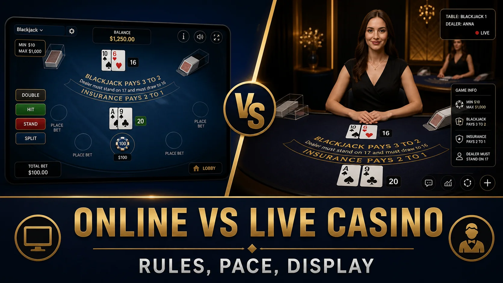 Online vs Live Casino Games: Rules, Pace and Information Display