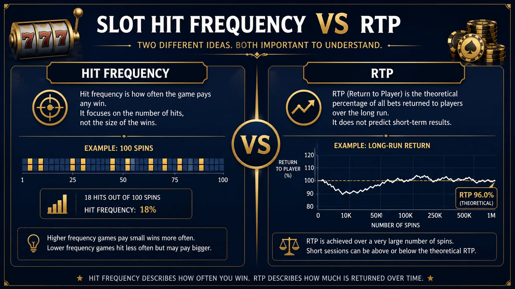Slot Hit Frequency vs RTP: What the Two Numbers Mean educational diagram