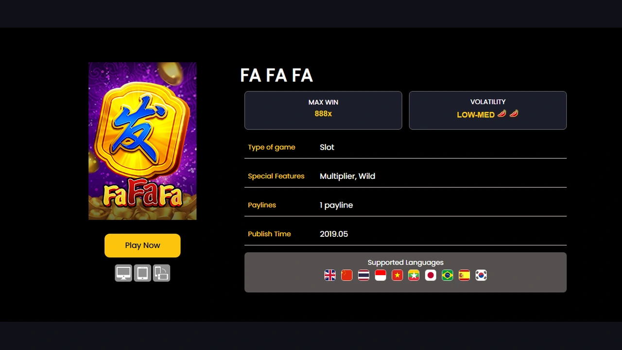 JILI FA FA FA game 21 official title card and published rules summary