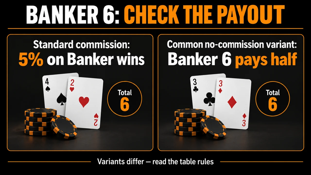 baccarat commission no commission banker six: rule and context infographic