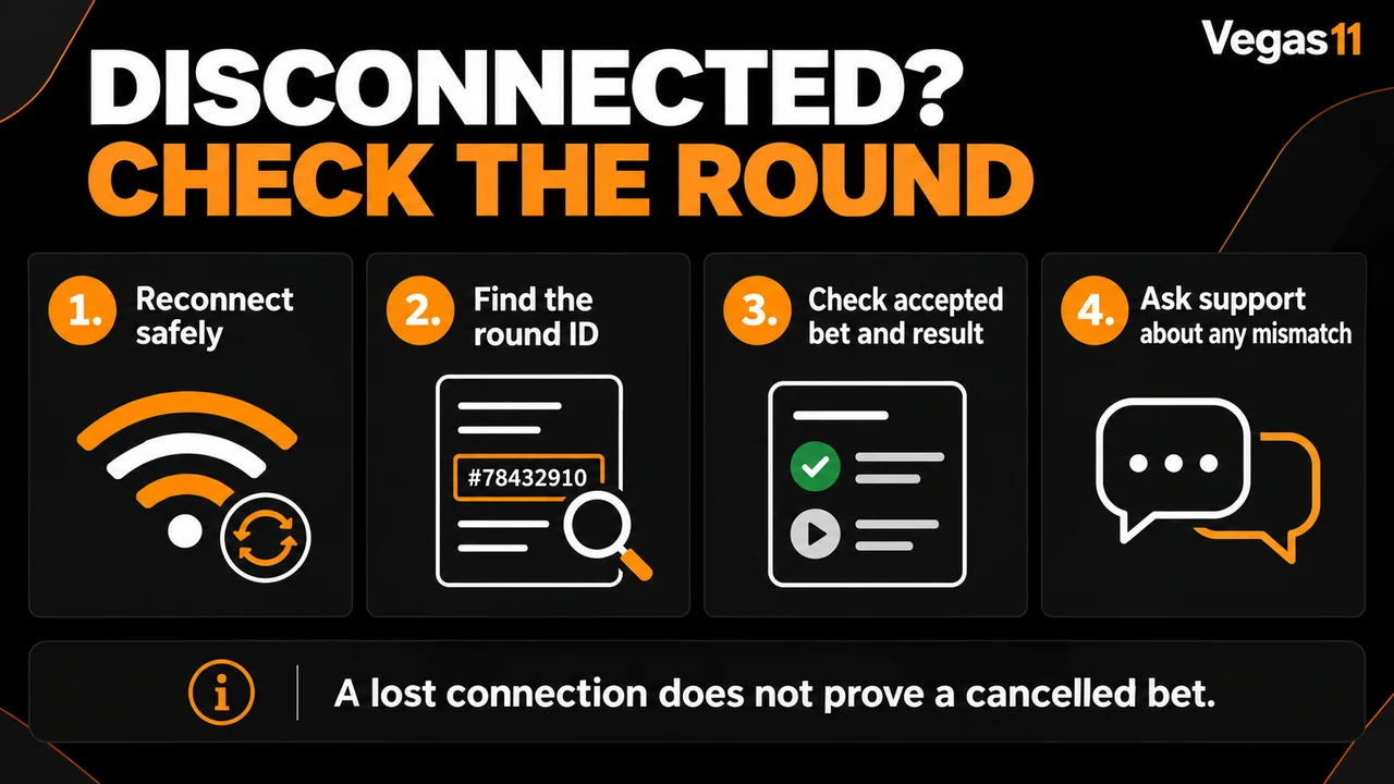 Disconnected During a Live Casino Round? Check the Bet Record First — illustrated rule summary