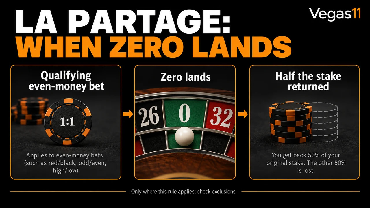 Roulette La Partage: What Happens to an Even-Money Bet on Zero — illustrated rule summary